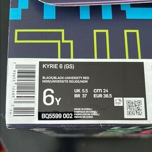 Nike Kyrie 6 Kids Sneakers - Black and University Red